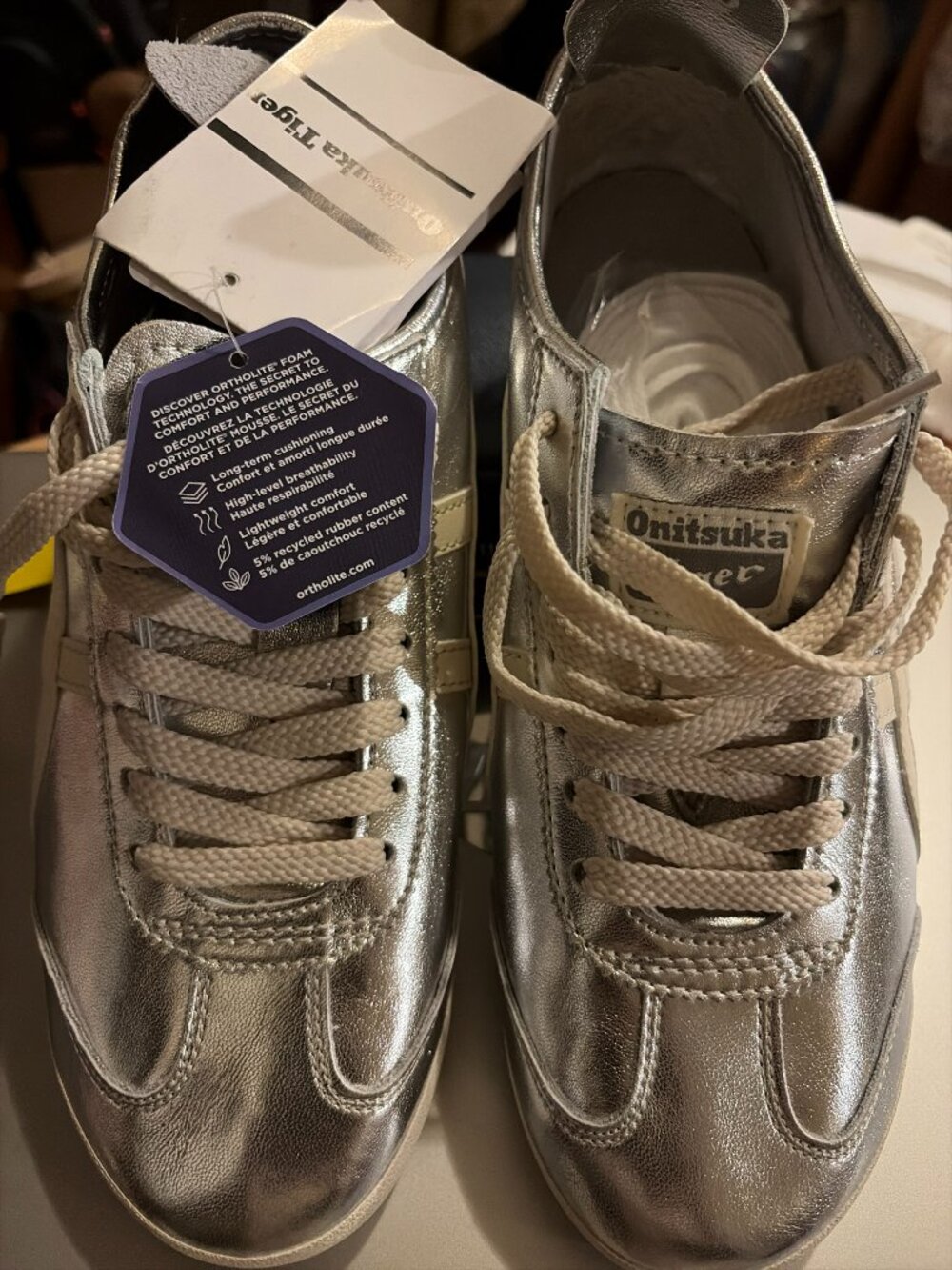 Onitsuka Tiger Mexico 66 THL7C2 9399 Lace Up Low Sneakers Silver/White 9 - Picture 3 of 4